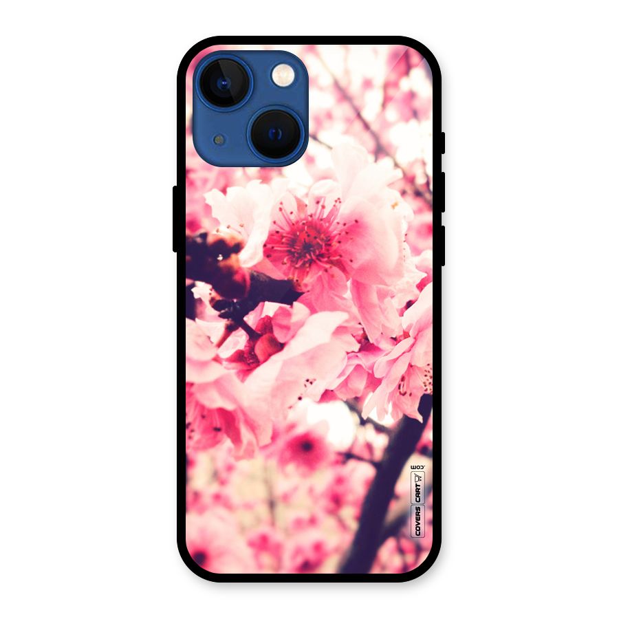 Pretty Pink Flowers Glass Back Case for iPhone 13 Mini
