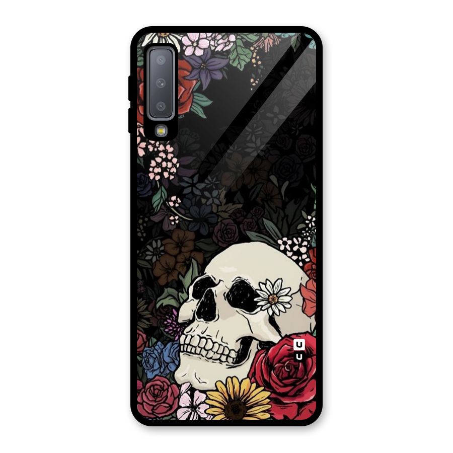 Pretty Skull Glass Back Case for Galaxy A7 (2018)