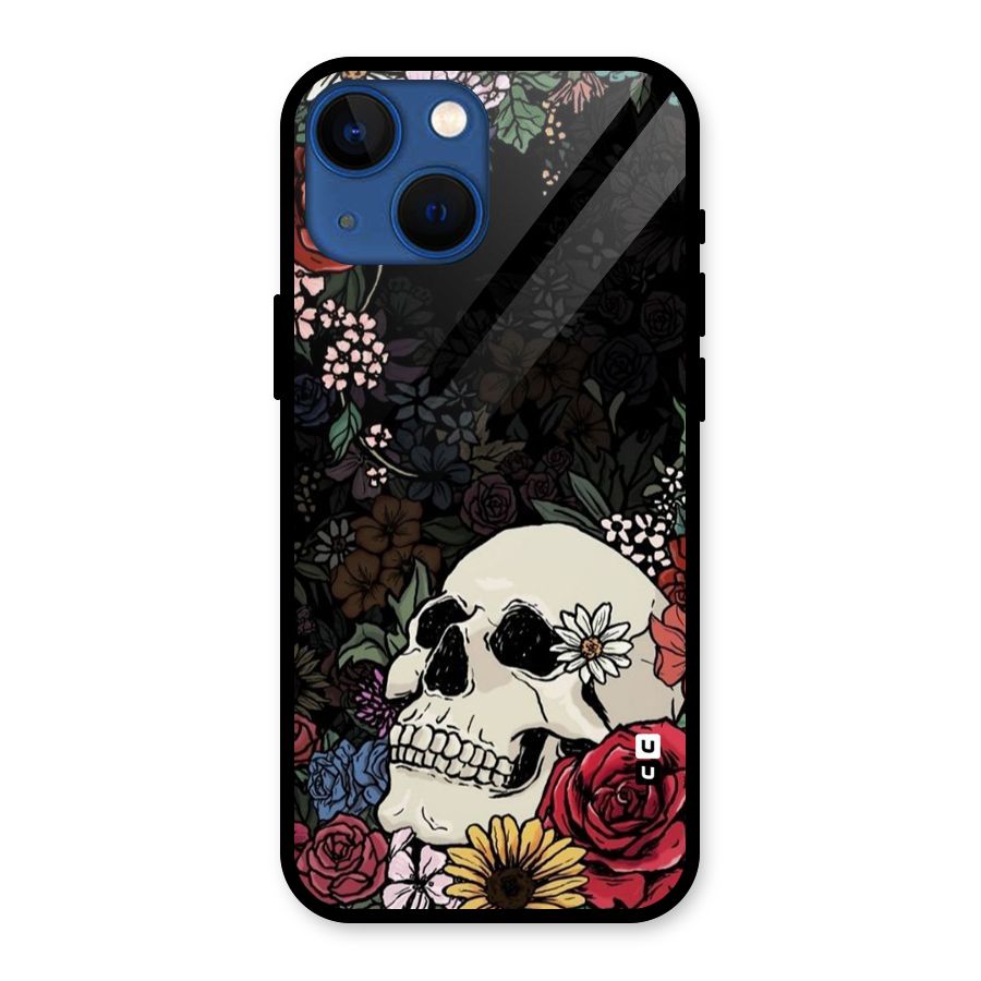 Pretty Skull Glass Back Case for iPhone 13 Mini