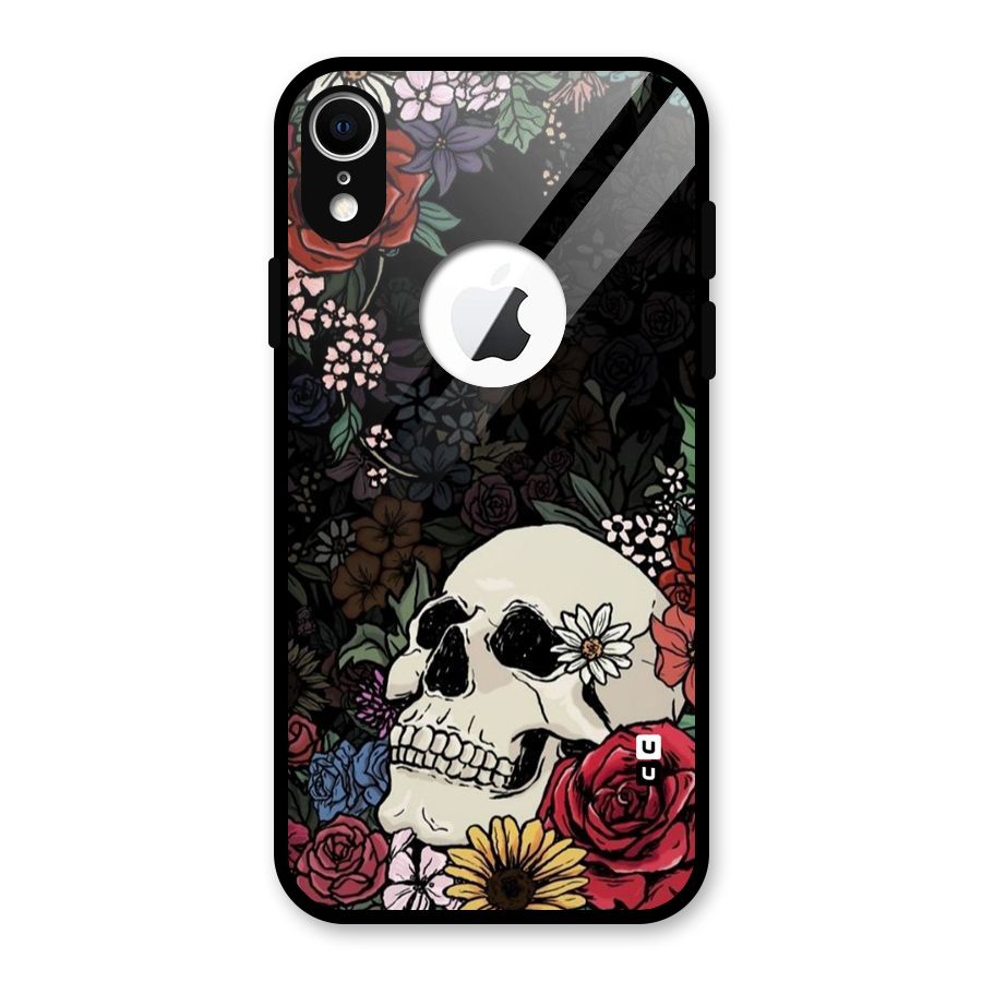 Pretty Skull Glass Back Case for iPhone XR Logo Cut