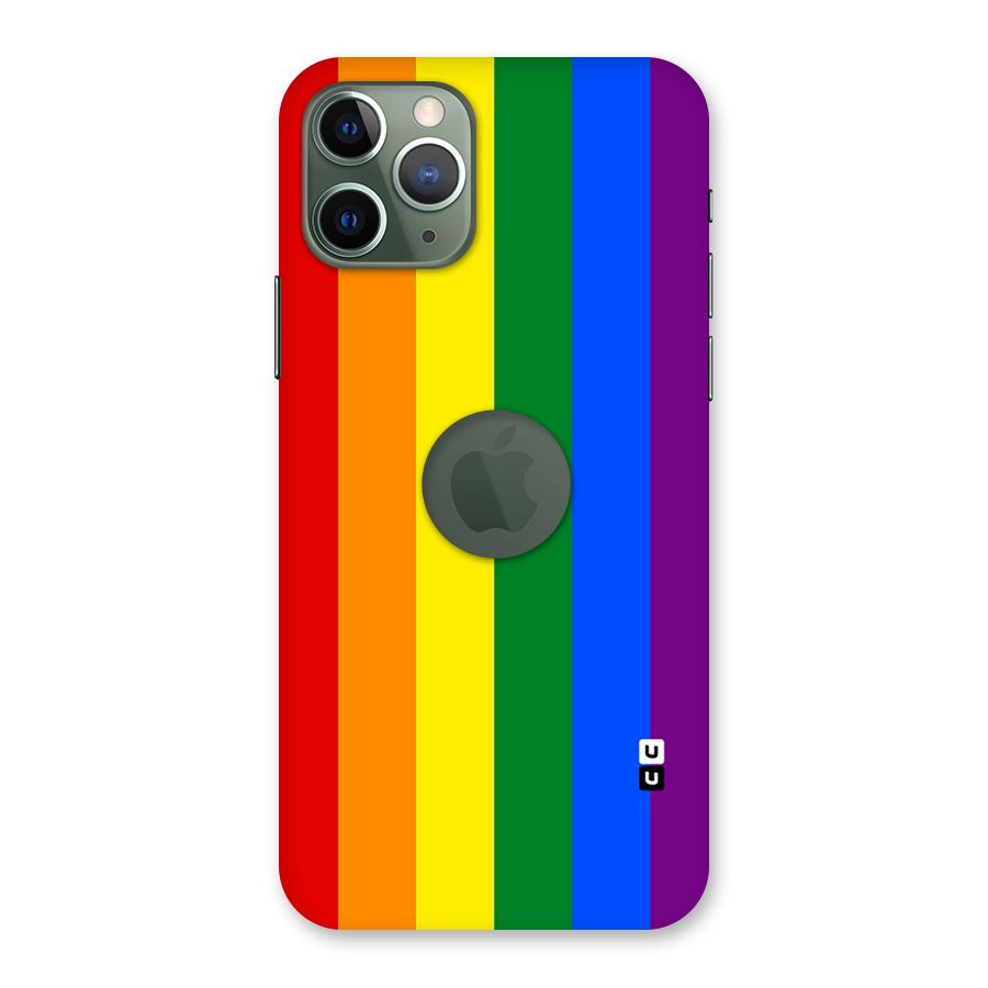 Pride Rainbow Stripes Back Case for iPhone 11 Pro Logo  Cut