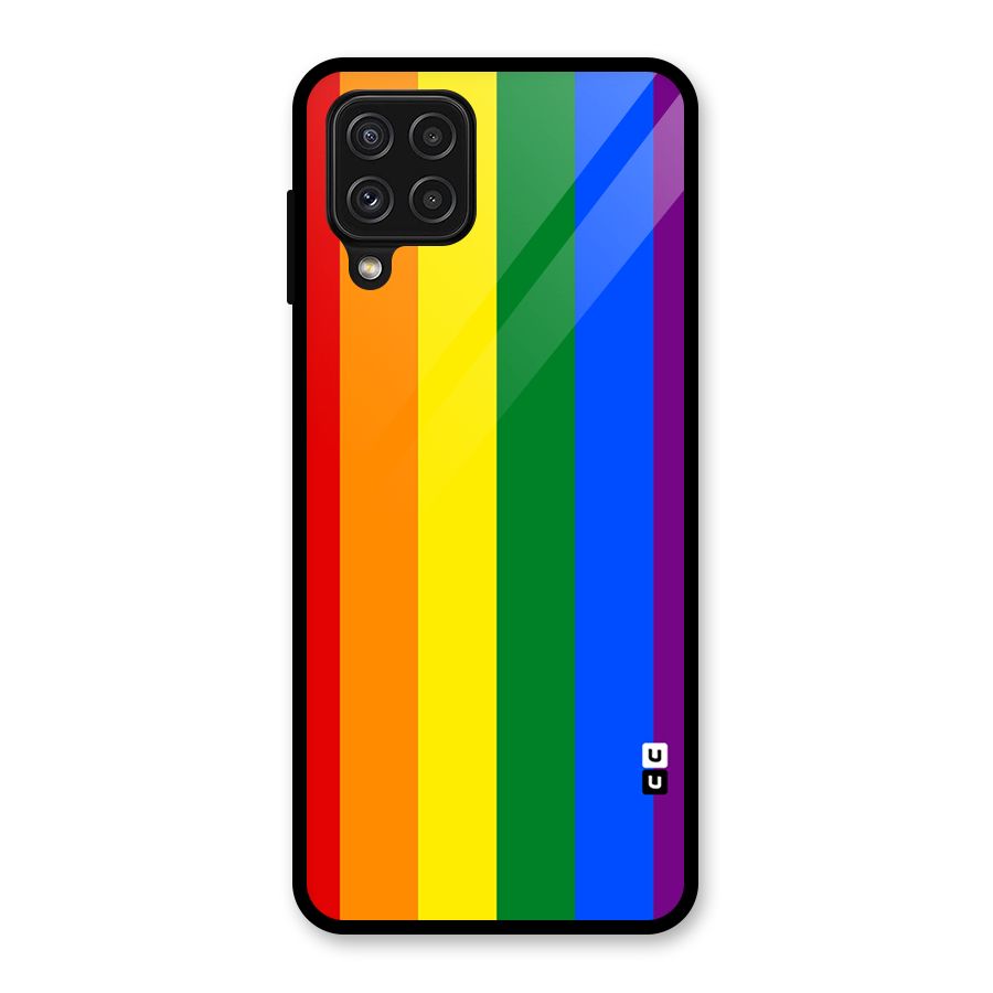 Pride Rainbow Stripes Glass Back Case for Galaxy A22 4G