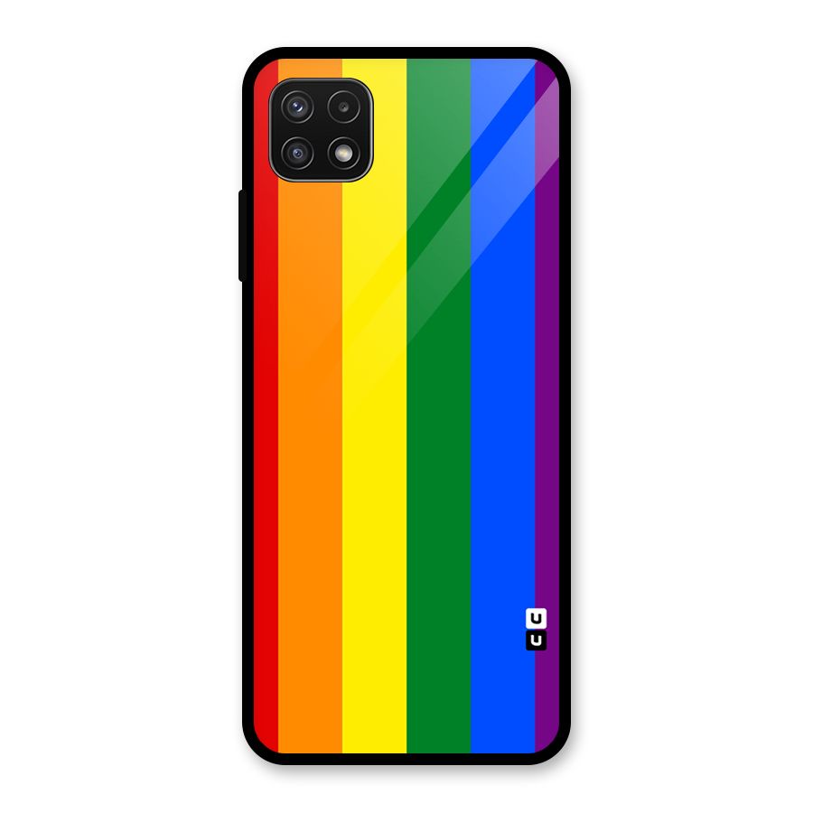 Pride Rainbow Stripes Glass Back Case for Galaxy A22 5G