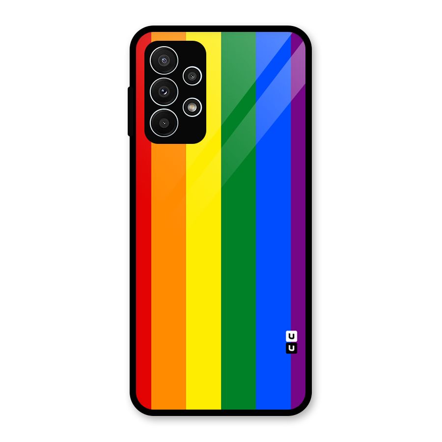 Pride Rainbow Stripes Glass Back Case for Galaxy A23