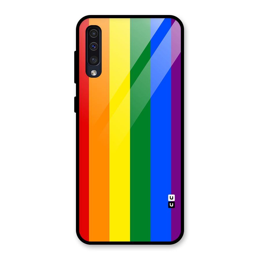 Pride Rainbow Stripes Glass Back Case for Galaxy A30s
