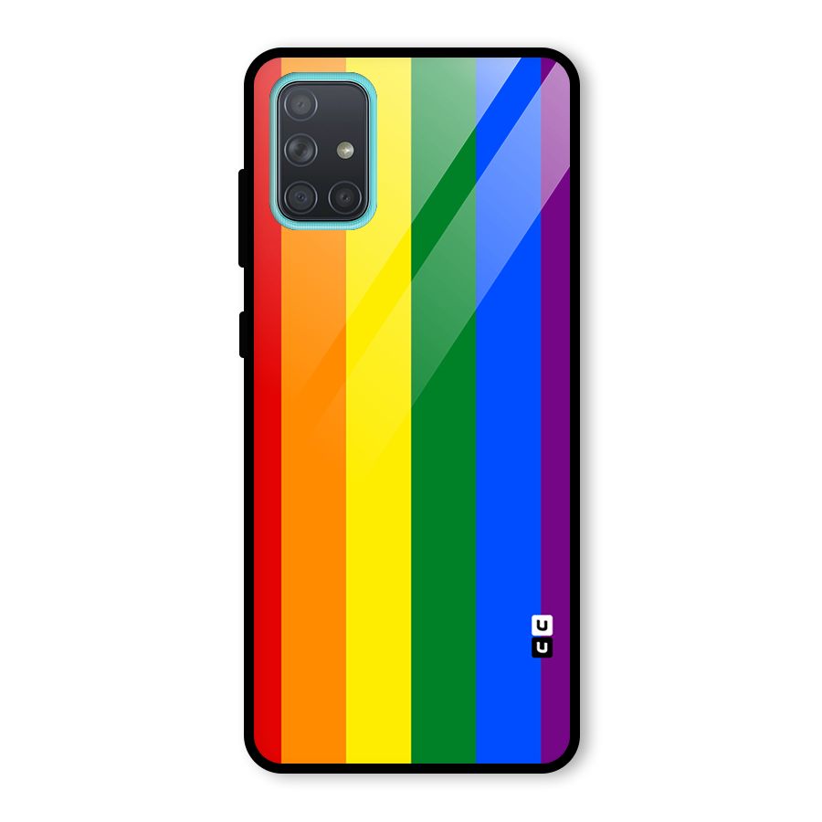 Pride Rainbow Stripes Glass Back Case for Galaxy A71