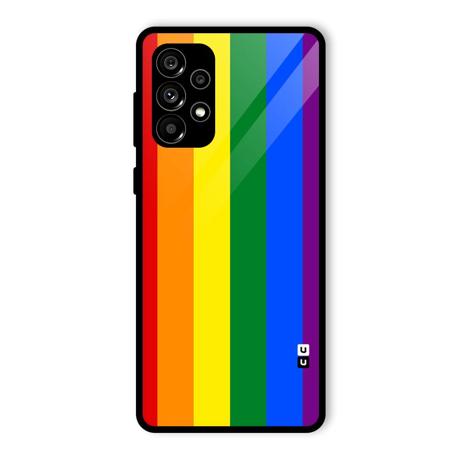 Pride Rainbow Stripes Glass Back Case for Galaxy A73 5G