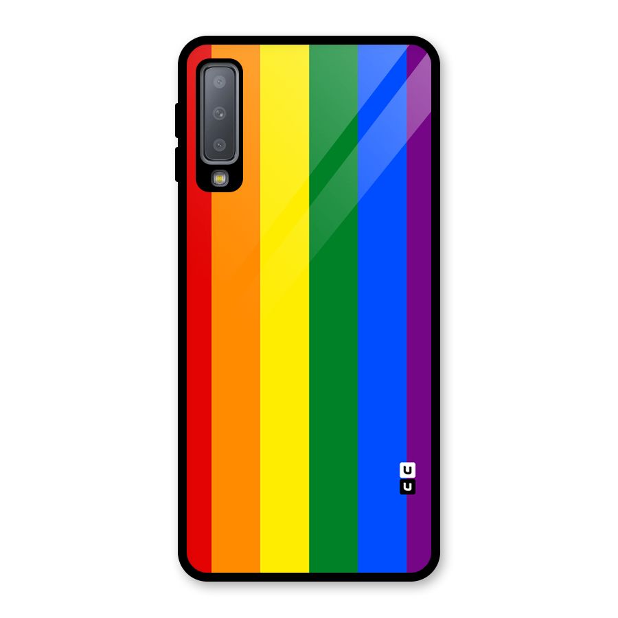 Pride Rainbow Stripes Glass Back Case for Galaxy A7 (2018)
