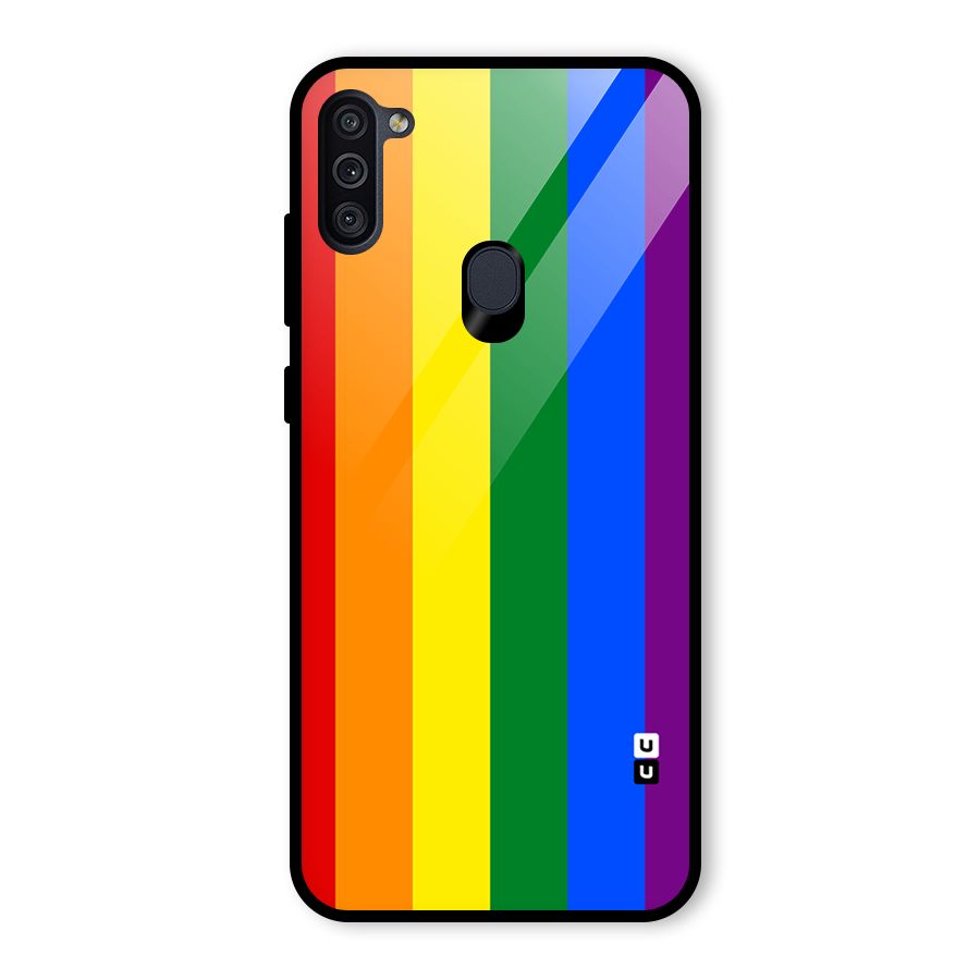 Pride Rainbow Stripes Glass Back Case for Galaxy M11