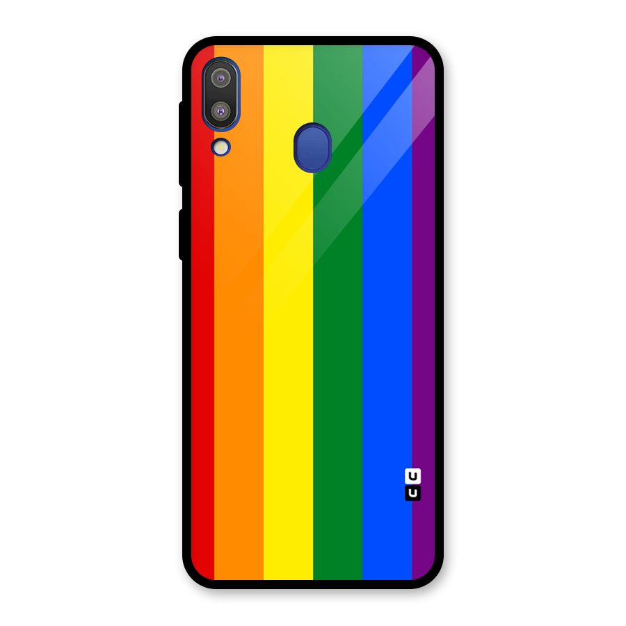 Pride Rainbow Stripes Glass Back Case for Galaxy M20