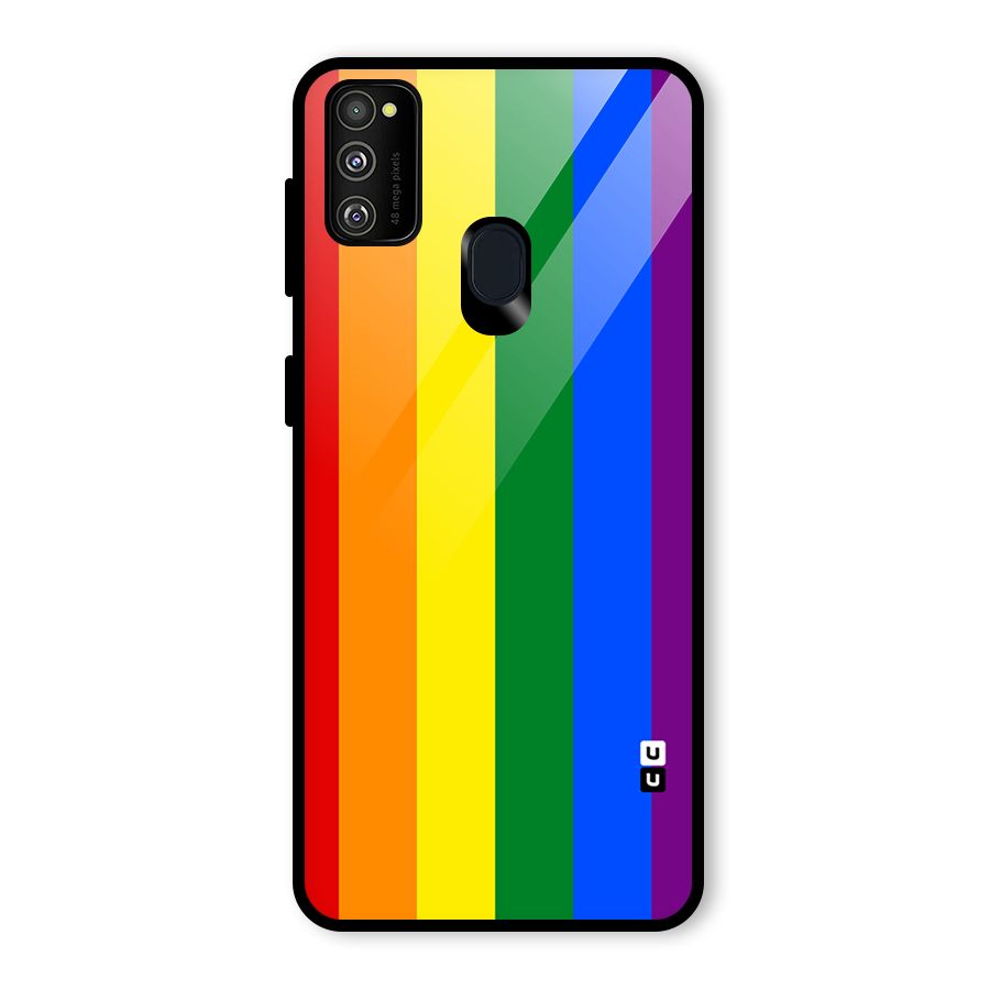 Pride Rainbow Stripes Glass Back Case for Galaxy M30s