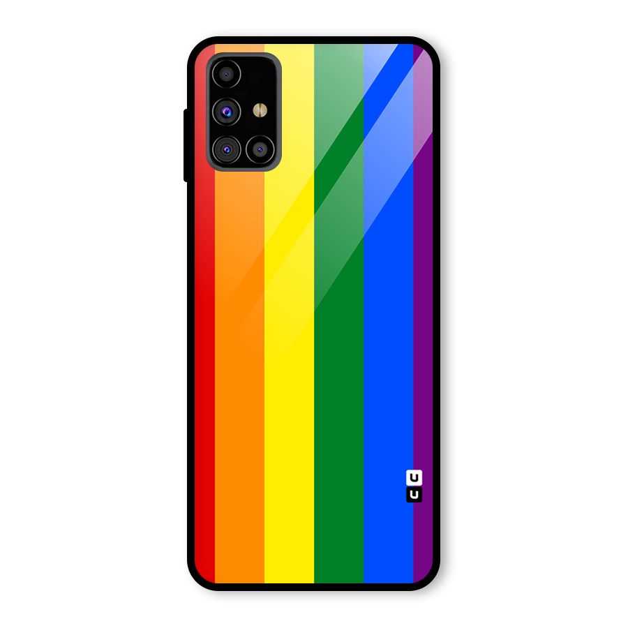 Pride Rainbow Stripes Glass Back Case for Galaxy M31s