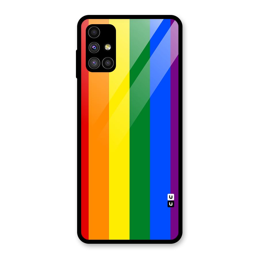 Pride Rainbow Stripes Glass Back Case for Galaxy M51
