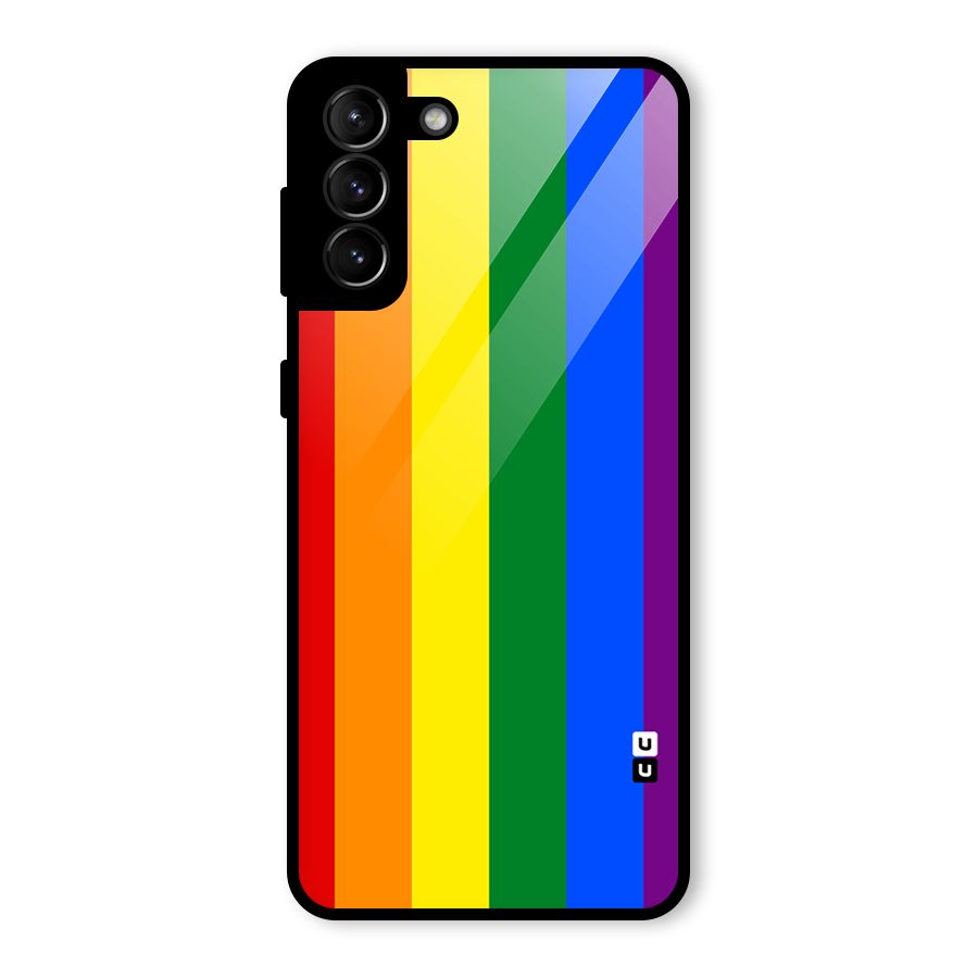 Pride Rainbow Stripes Glass Back Case for Galaxy S21 Plus