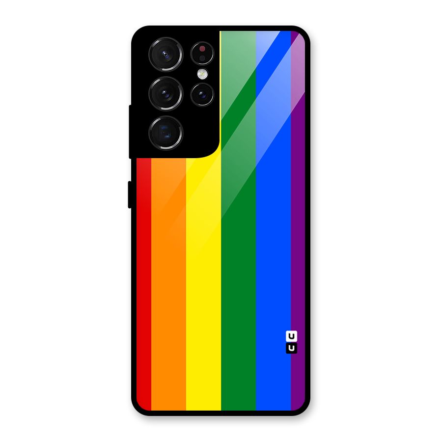 Pride Rainbow Stripes Glass Back Case for Galaxy S21 Ultra 5G