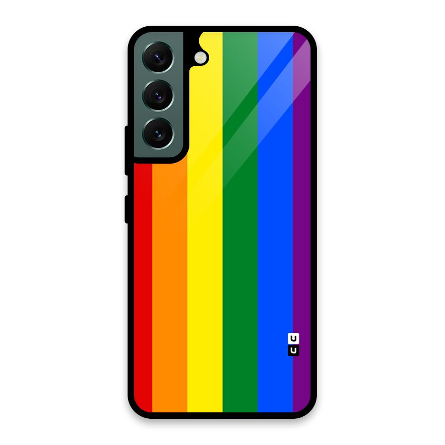 Pride Rainbow Stripes Glass Back Case for Galaxy S22 5G