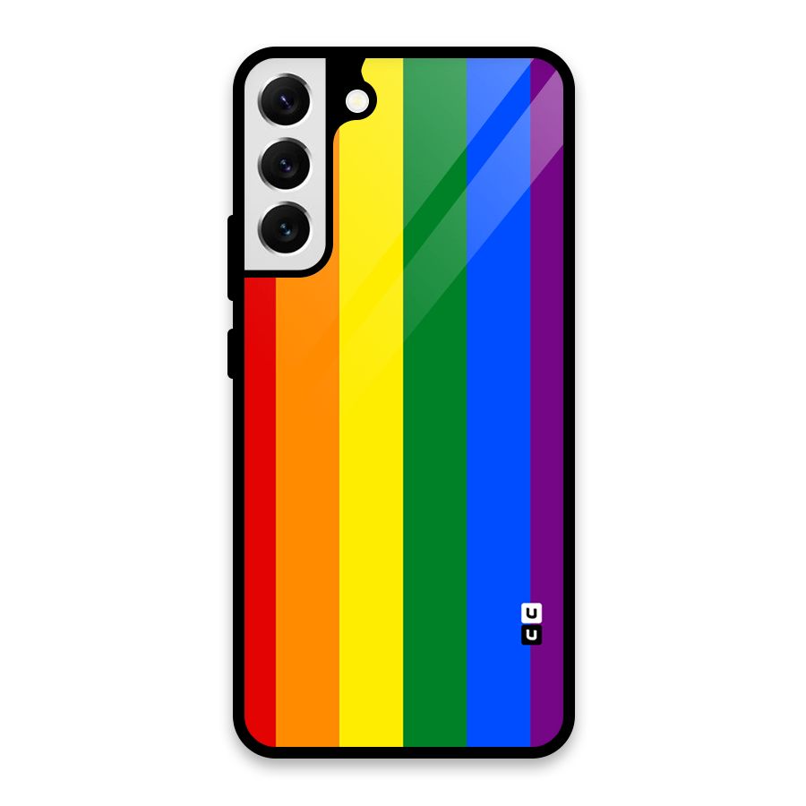 Pride Rainbow Stripes Glass Back Case for Galaxy S22 Plus 5G