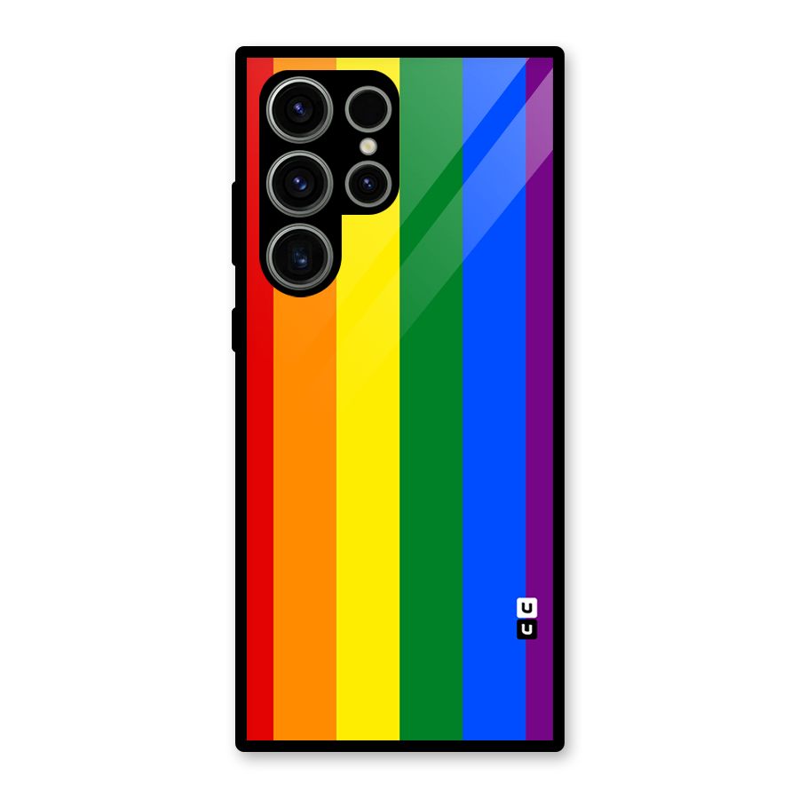 Pride Rainbow Stripes Glass Back Case for Galaxy S23 Ultra