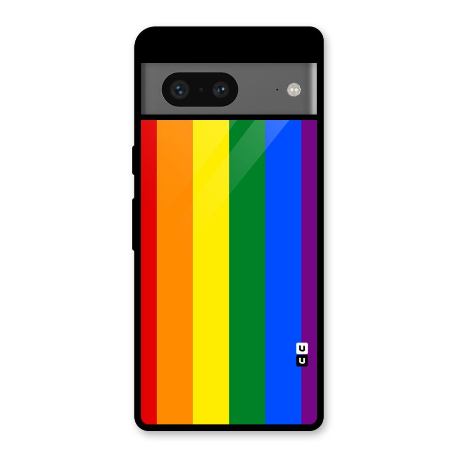 Pride Rainbow Stripes Glass Back Case for Google Pixel 7