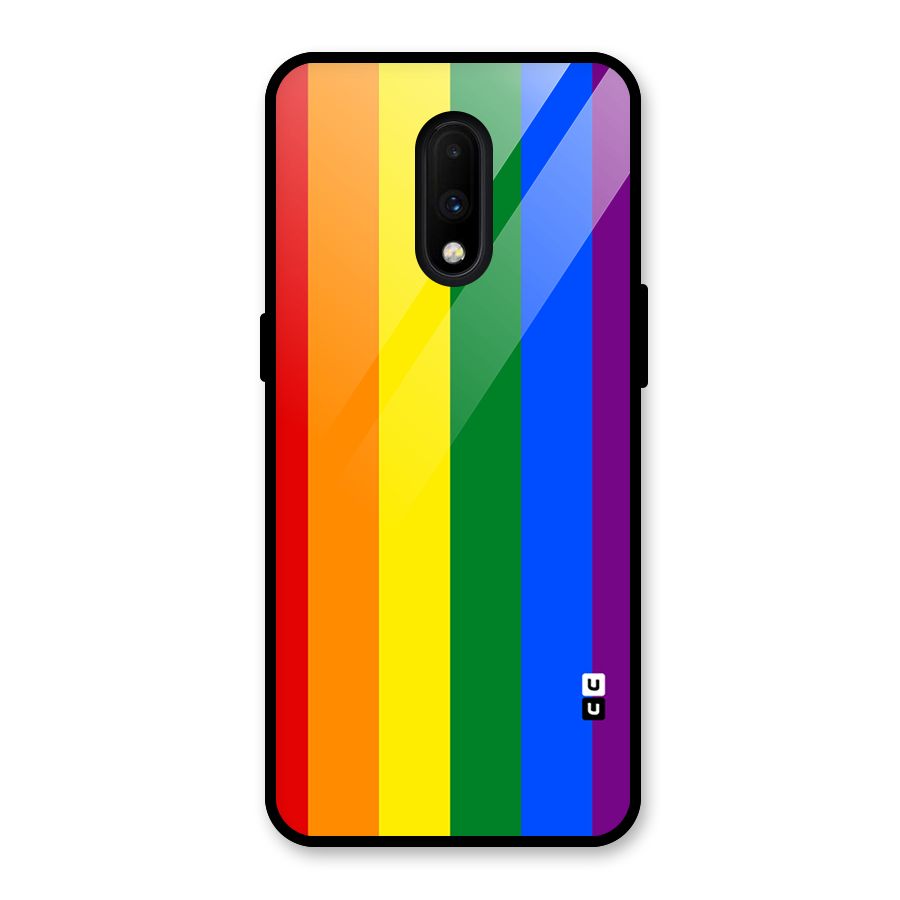 Pride Rainbow Stripes Glass Back Case for OnePlus 7