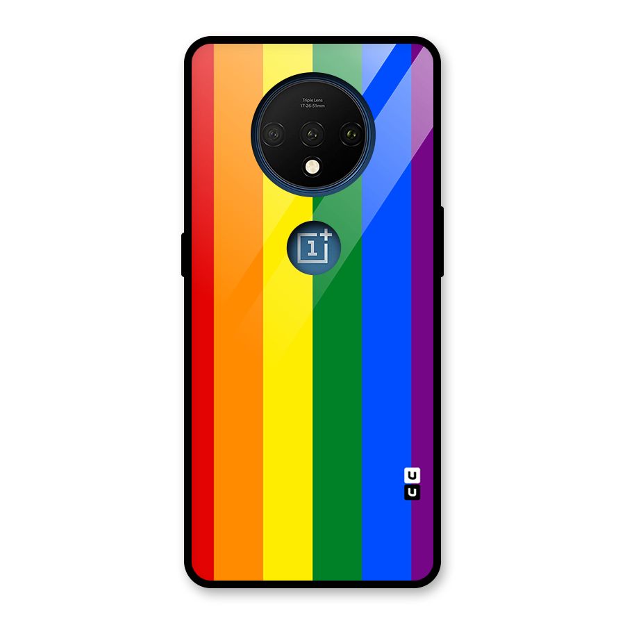 Pride Rainbow Stripes Glass Back Case for OnePlus 7T