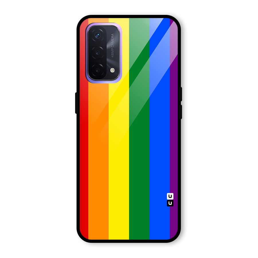 Pride Rainbow Stripes Glass Back Case for Oppo A74 5G