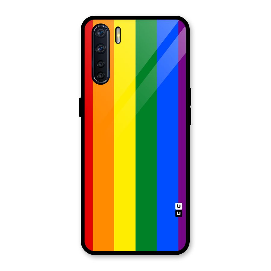 Pride Rainbow Stripes Glass Back Case for Oppo F15