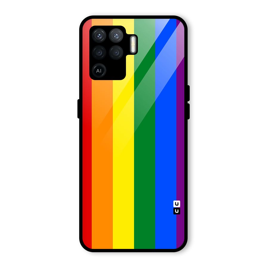 Pride Rainbow Stripes Glass Back Case for Oppo F19 Pro