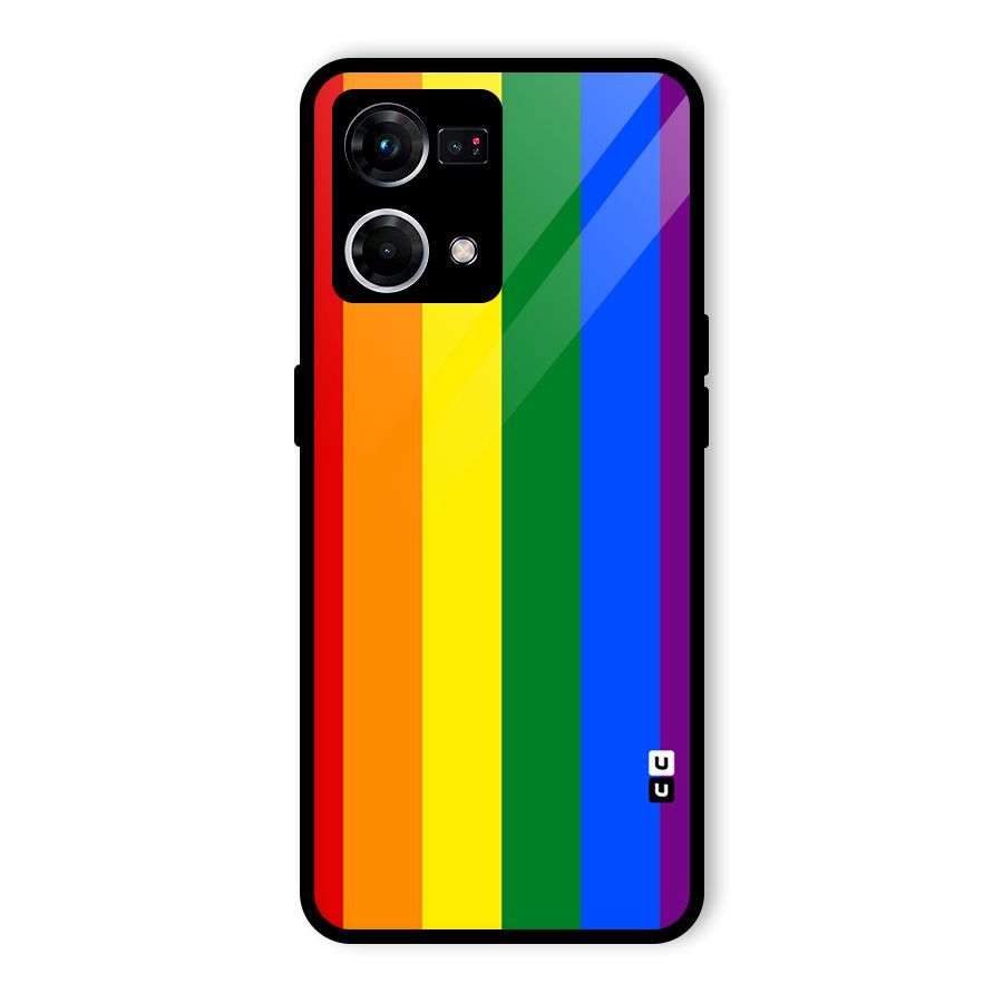 Pride Rainbow Stripes Glass Back Case for Oppo F21 Pro 4G