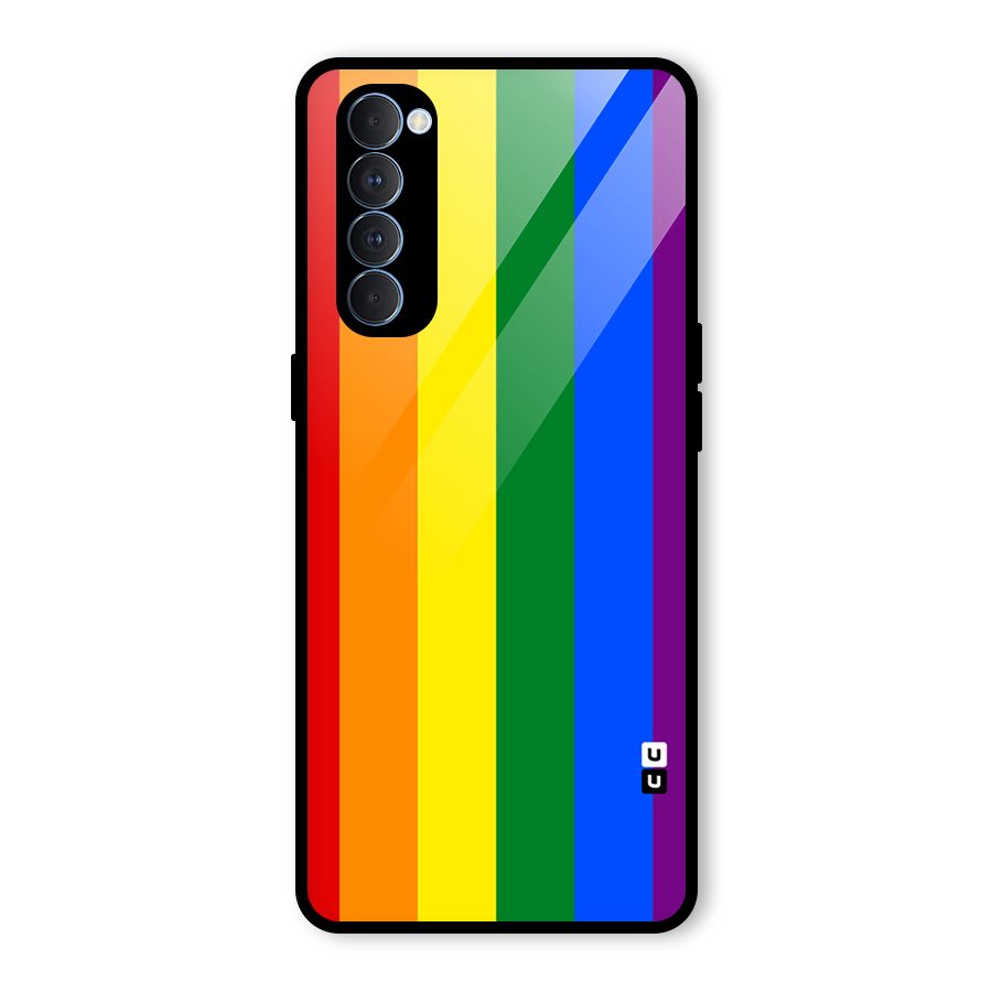 Pride Rainbow Stripes Glass Back Case for Oppo Reno4 Pro