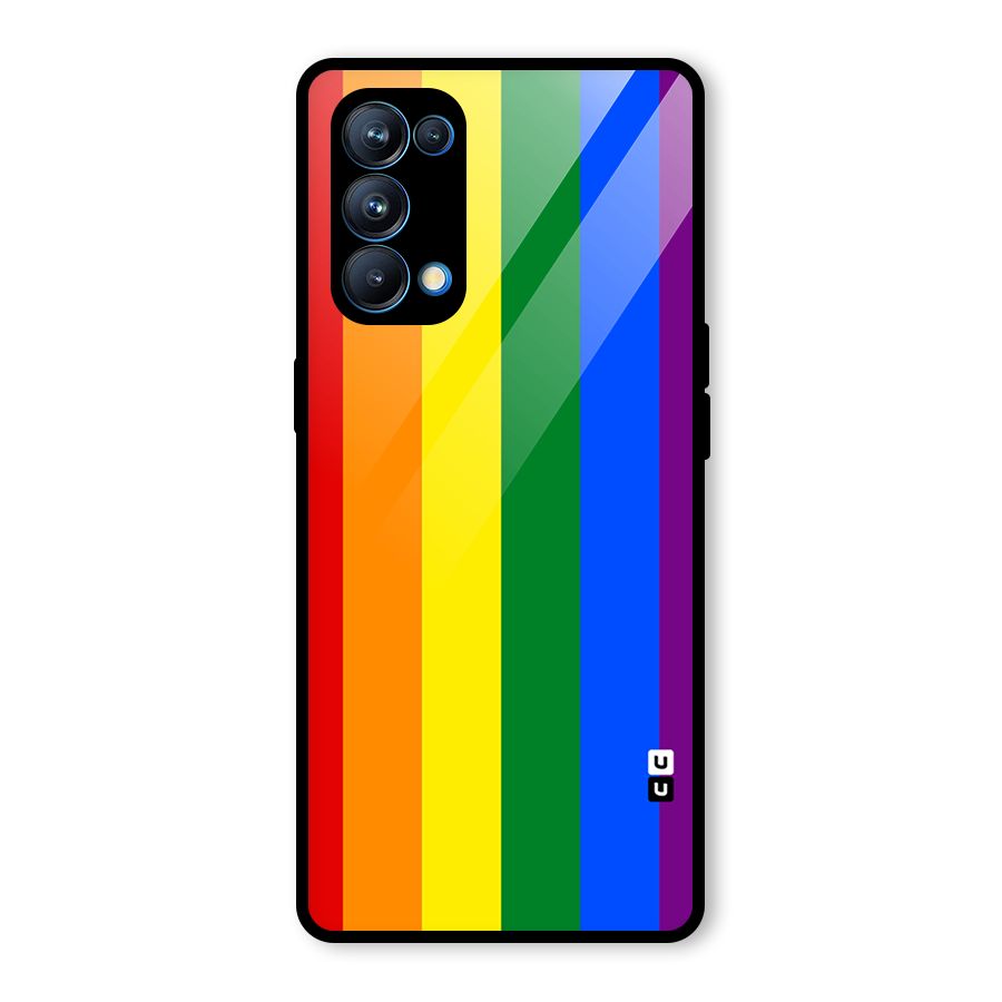 Pride Rainbow Stripes Glass Back Case for Oppo Reno5 Pro 5G