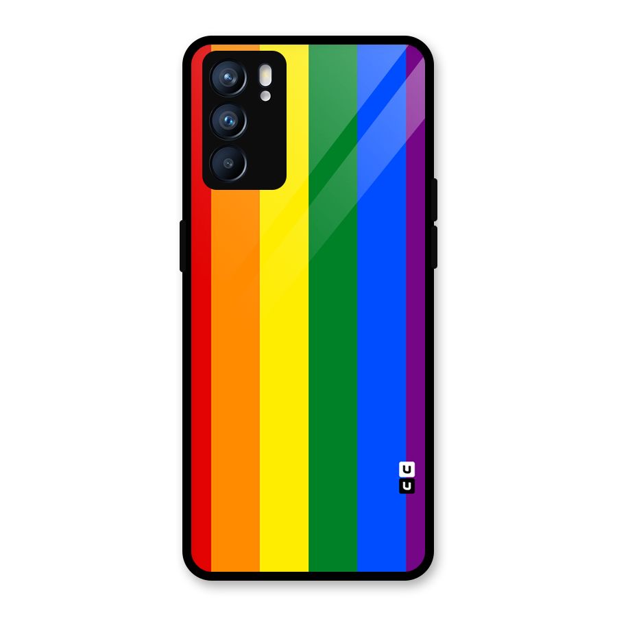 Pride Rainbow Stripes Glass Back Case for Oppo Reno6 5G