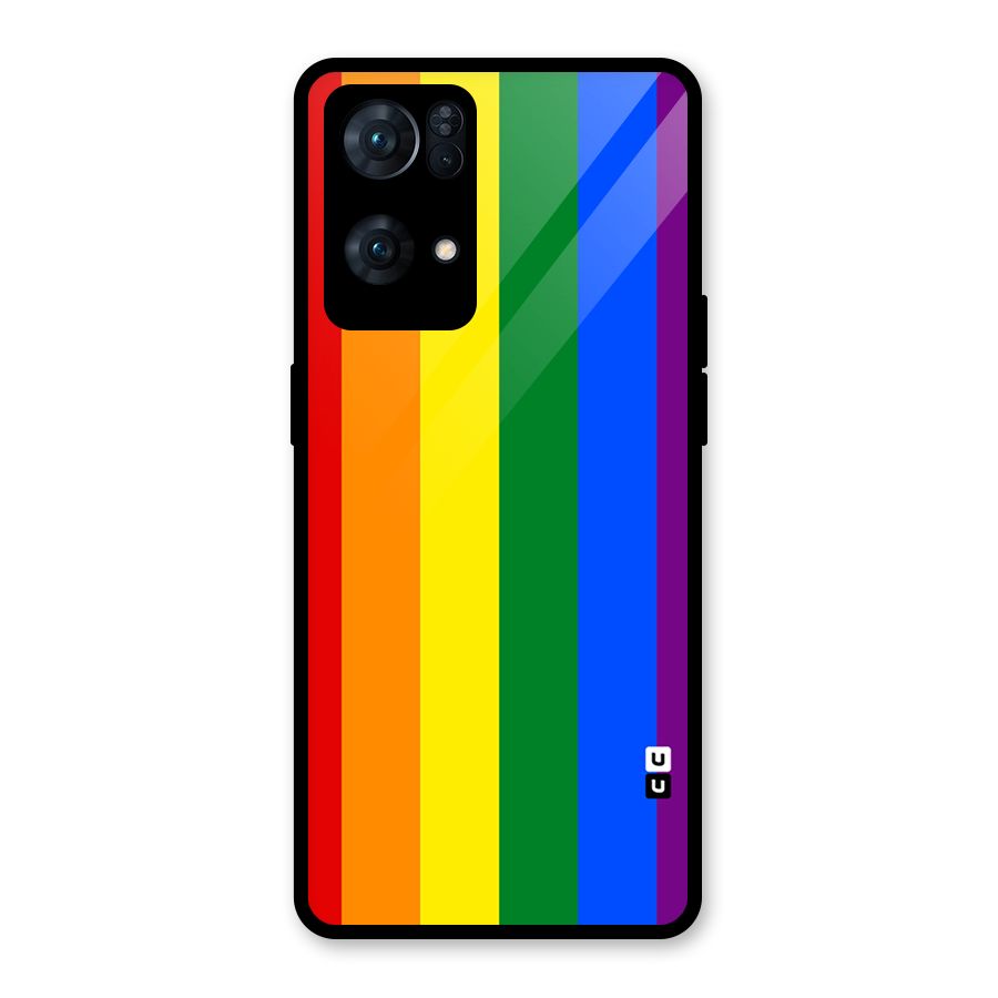 Pride Rainbow Stripes Glass Back Case for Oppo Reno7 Pro 5G