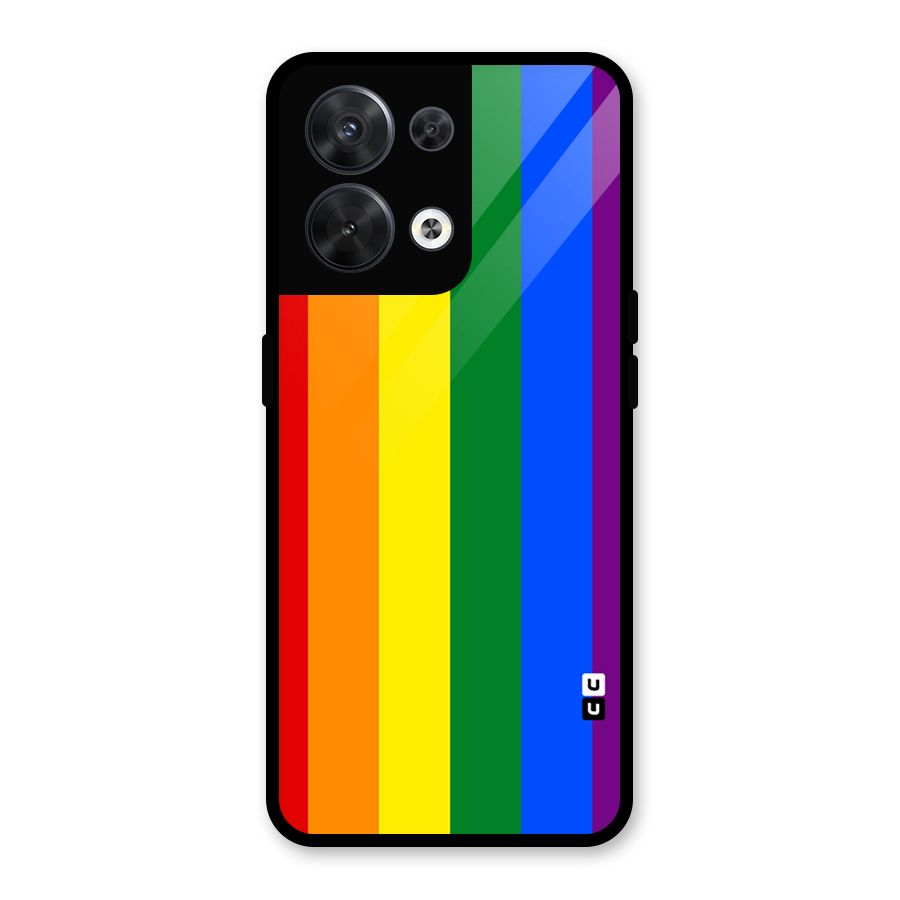 Pride Rainbow Stripes Glass Back Case for Oppo Reno8 5G