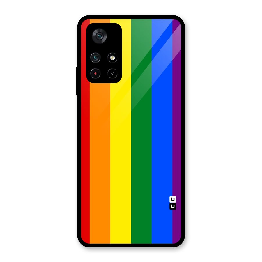 Pride Rainbow Stripes Glass Back Case for Poco M4 Pro 5G