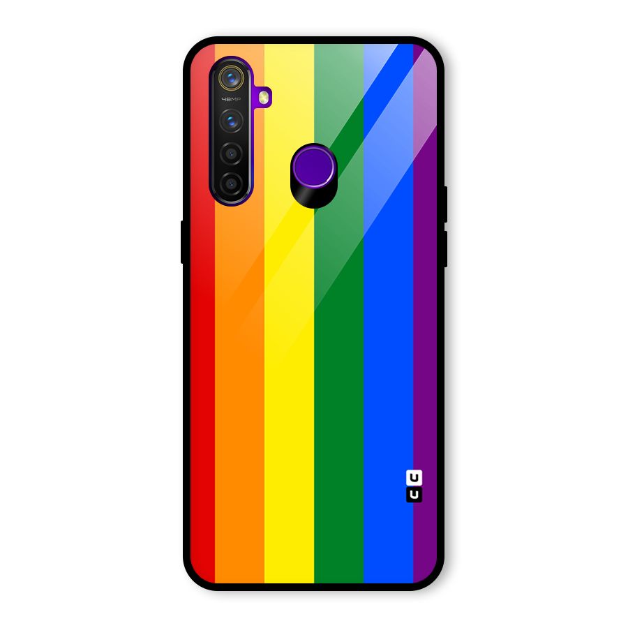 Pride Rainbow Stripes Glass Back Case for Realme 5 Pro