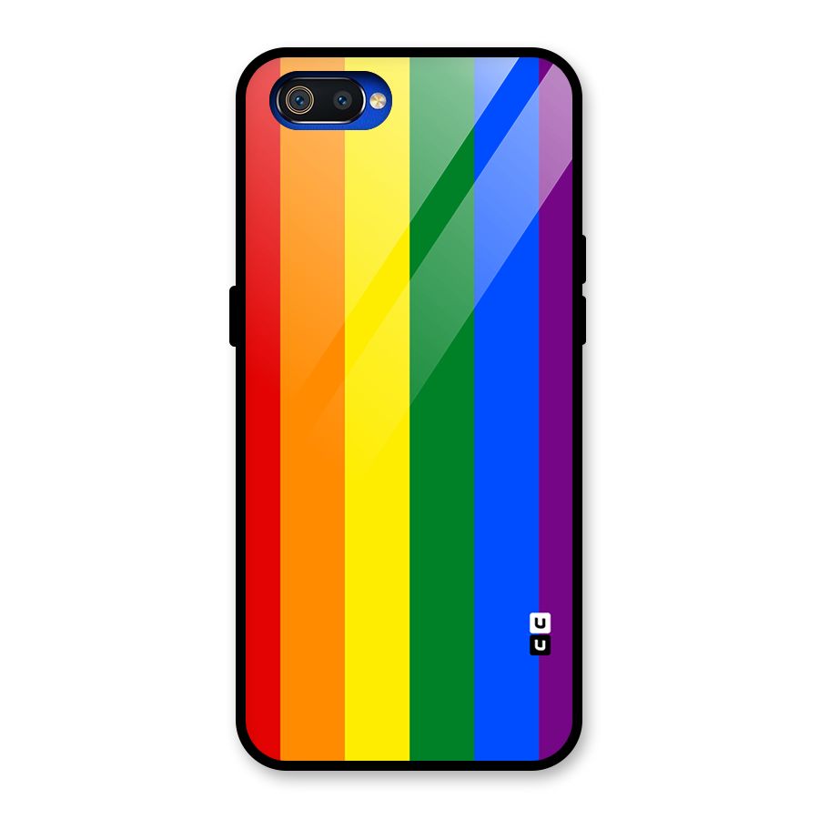 Pride Rainbow Stripes Glass Back Case for Realme C2
