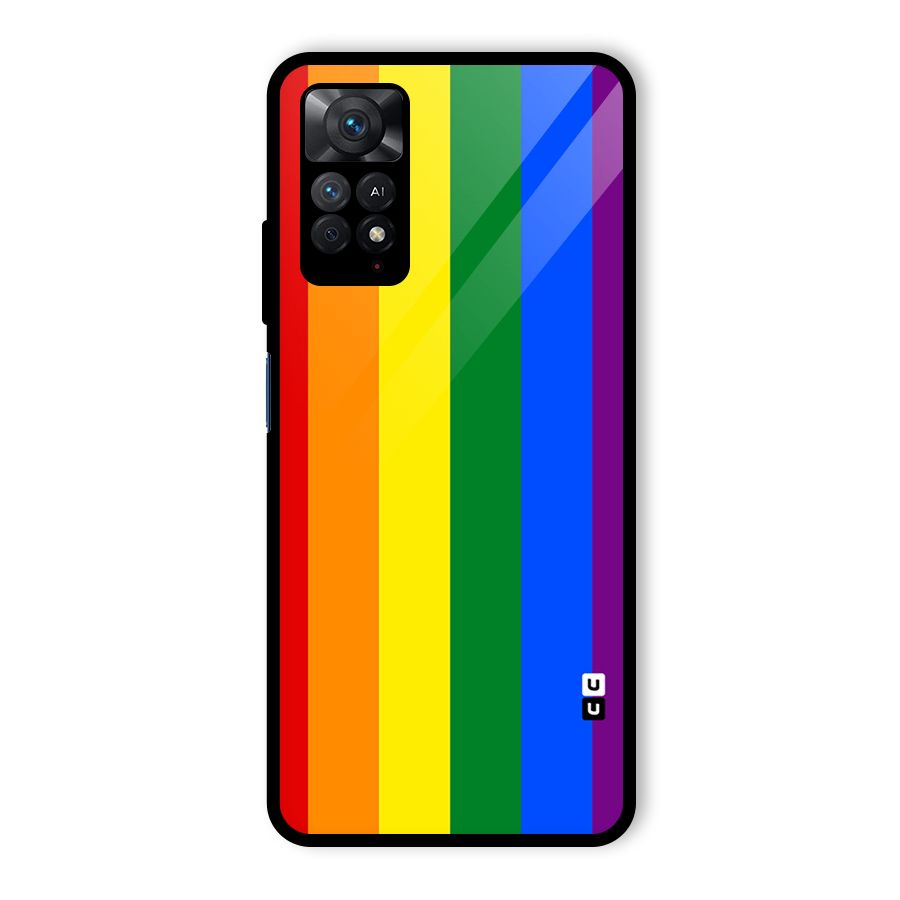 Pride Rainbow Stripes Glass Back Case for Redmi Note 11 Pro