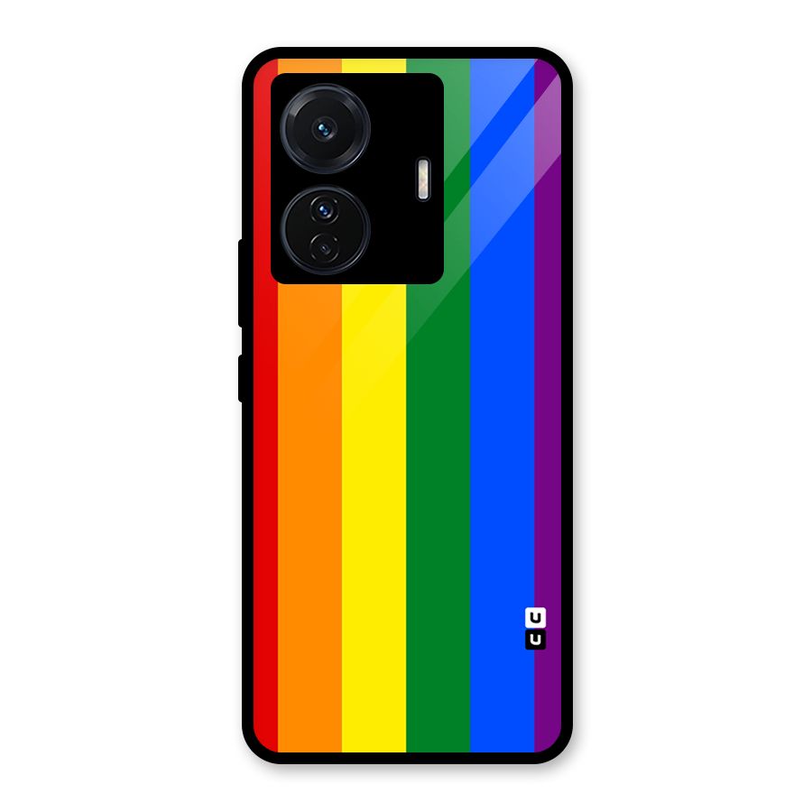 Pride Rainbow Stripes Glass Back Case for Vivo T1 Pro