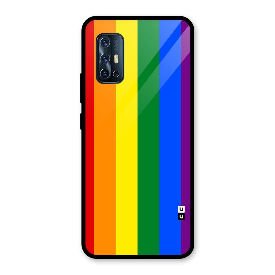 Pride Rainbow Stripes Glass Back Case for Vivo V17