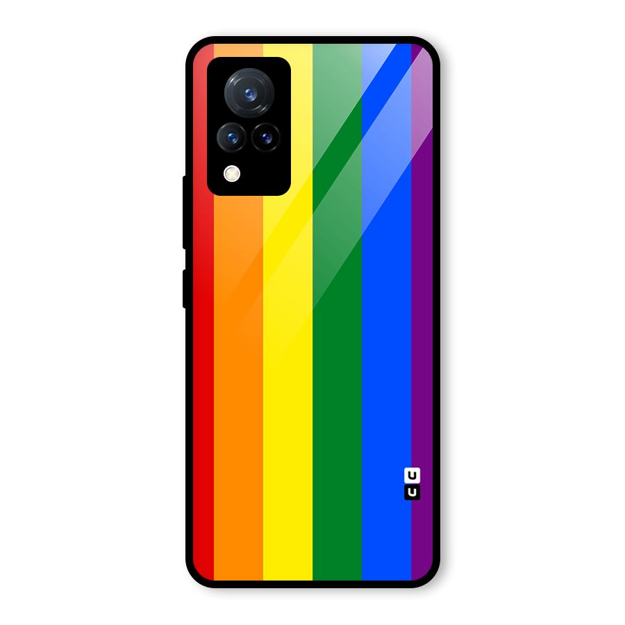 Pride Rainbow Stripes Glass Back Case for Vivo V21 5G