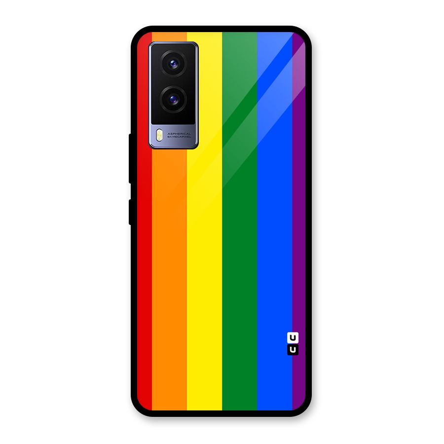 Pride Rainbow Stripes Glass Back Case for Vivo V21e 5G