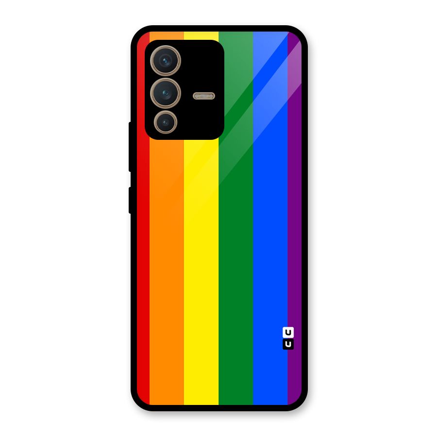 Pride Rainbow Stripes Glass Back Case for Vivo V23 5G