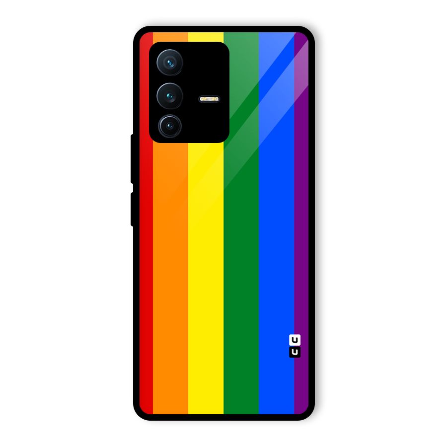 Pride Rainbow Stripes Glass Back Case for Vivo V23 Pro