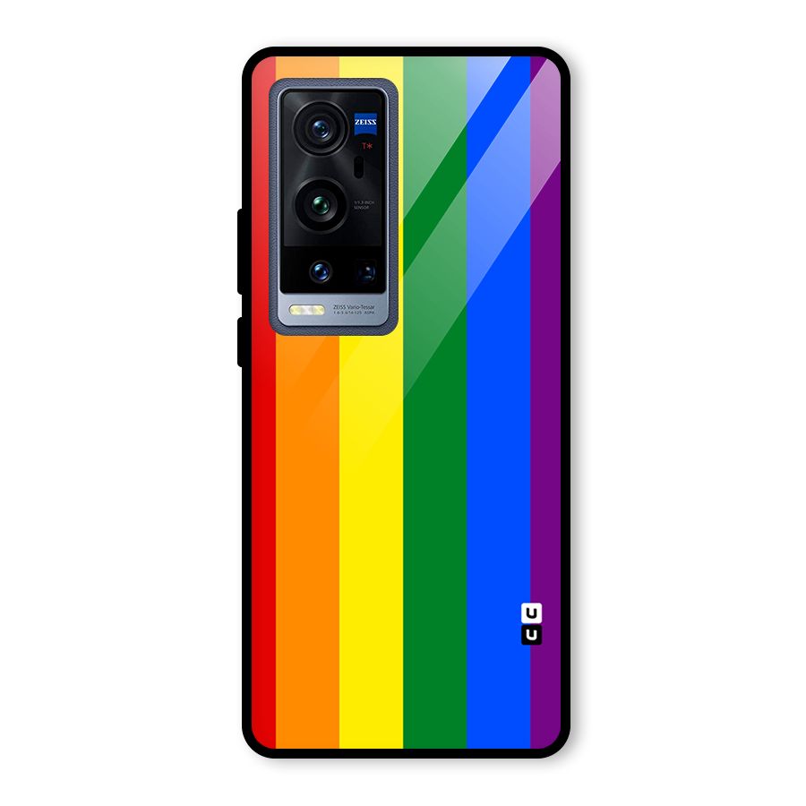 Pride Rainbow Stripes Glass Back Case for Vivo X60 Pro Plus