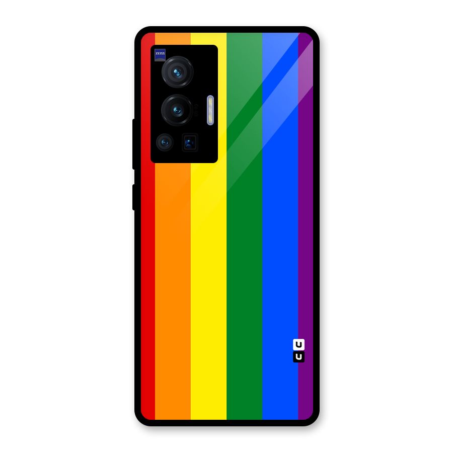 Pride Rainbow Stripes Glass Back Case for Vivo X70 Pro