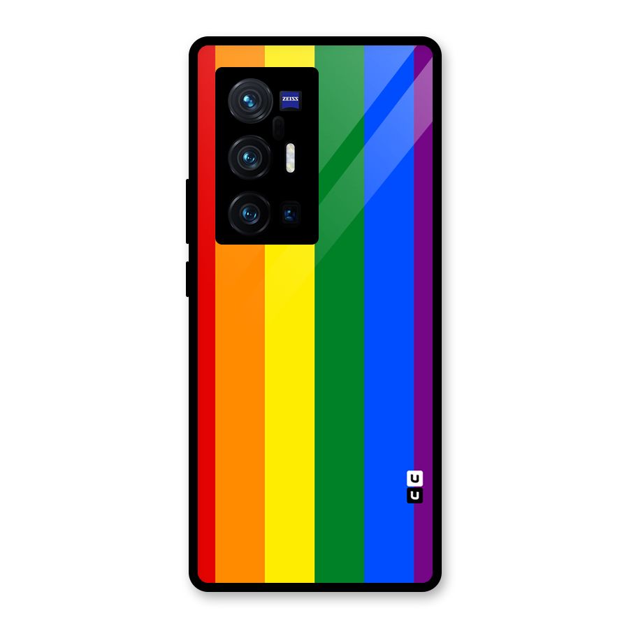 Pride Rainbow Stripes Glass Back Case for Vivo X70 Pro Plus