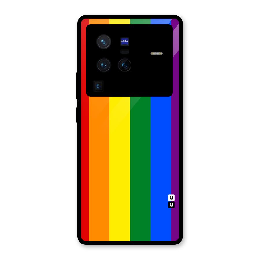 Pride Rainbow Stripes Glass Back Case for Vivo X80 Pro