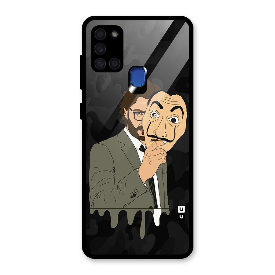 Professor Art Camouflage Glass Back Case for Galaxy A21s