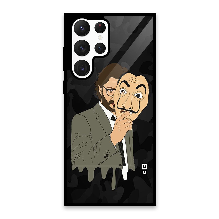 Professor Art Camouflage Glass Back Case for Galaxy S22 Ultra 5G